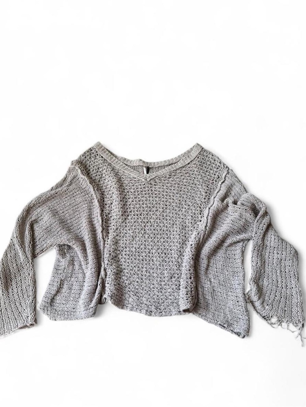 Free People Slouchy V-Neck Open Knit Sweater Tan
Size medium